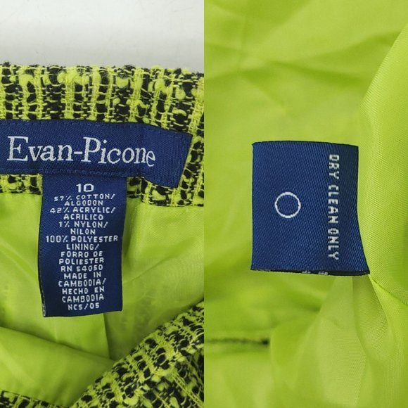 Evan Picone Straight Skirt Womens Size 10 Side Zipper Fashion Belt Green Nubby - Picture 12 of 12